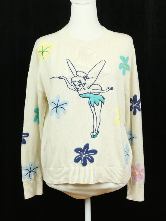 Disney Sweaters - Disney Parks Tinker Bell Crewneck Sweater Cotton Cream Size S